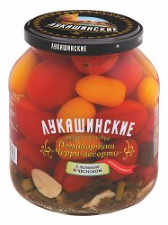 Помидорчики ЧЕРРИ-АССОРТИ Лукашинские мар. с зел. 670г.