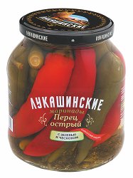 Перец острый Лукашинские марин. по-сочински с зел. и чесн. 560 г