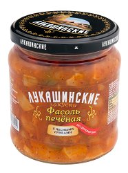 Фасоль Лукашинские печеная по-дерев. с лесными грибами 450г.